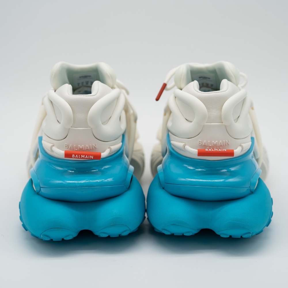 size 43 10 US Balmain Unicorn White Blue Sneakers Neoprene - Picture 5 of 14